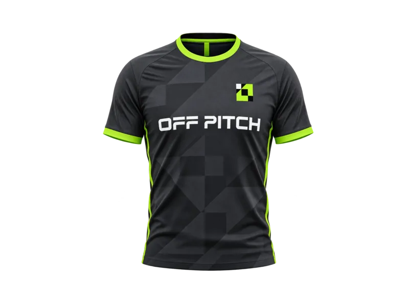 A neon Off Pitch football shirt